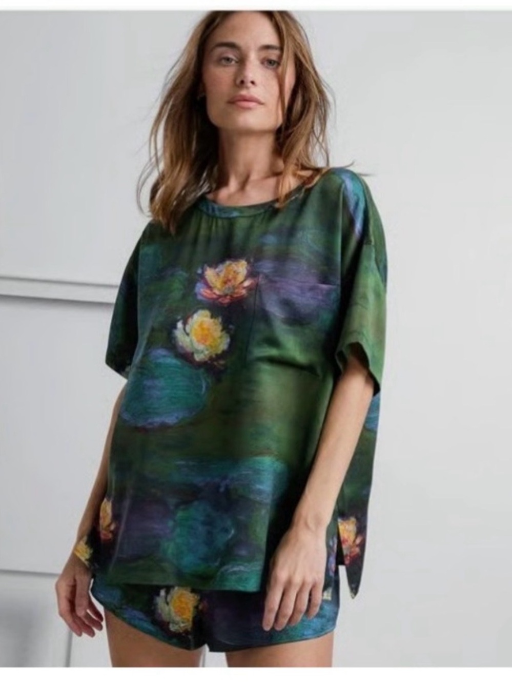 Lunya x LACMA Washable Silk T Shirt and Shorts Set - RARE